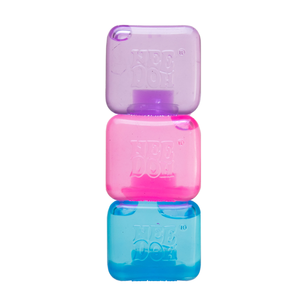 Three translucent plastic storage boxes stacked vertically on a white background, in purple, pink, and blue, each embossed with the brand name 'KBS Day'.