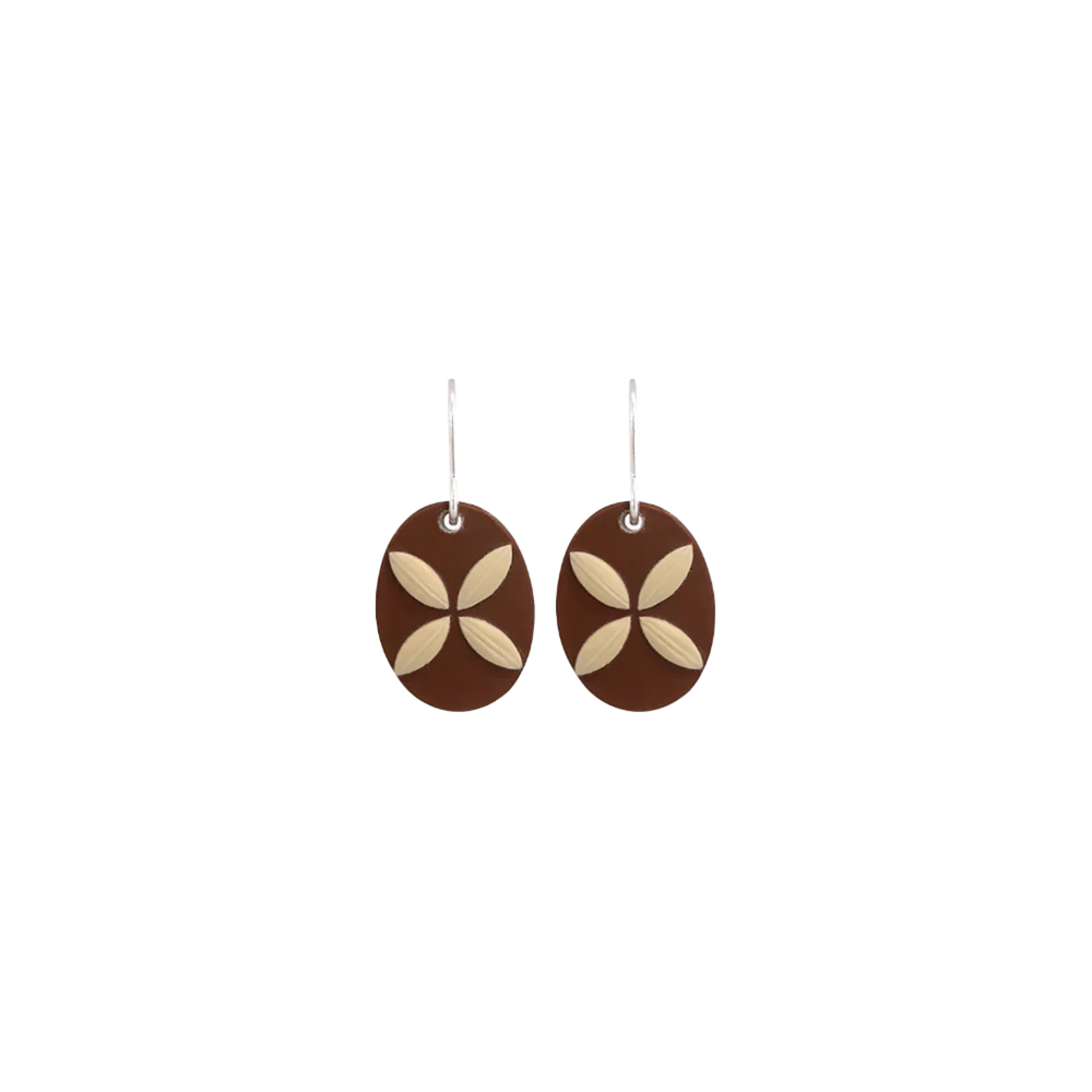 Tania Tupu Earrings Tapa Flower Brown