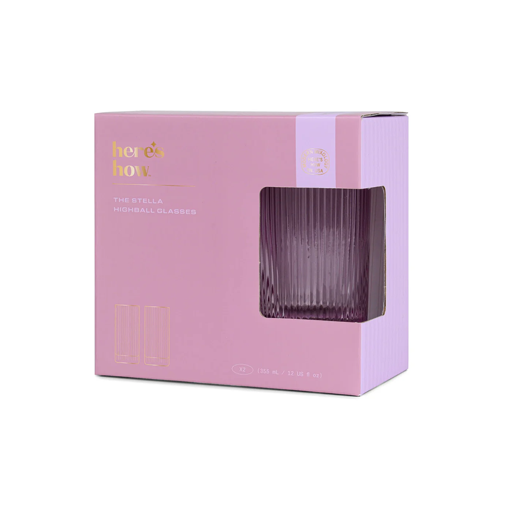 The Stella Highball Glasses Set of 2 Lilac