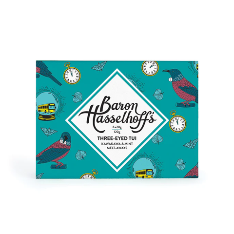 Baron Hasselhoff's Chocolate Three Eyed Tūī  Mint & Kawakawa Meltaways Pack of 6
