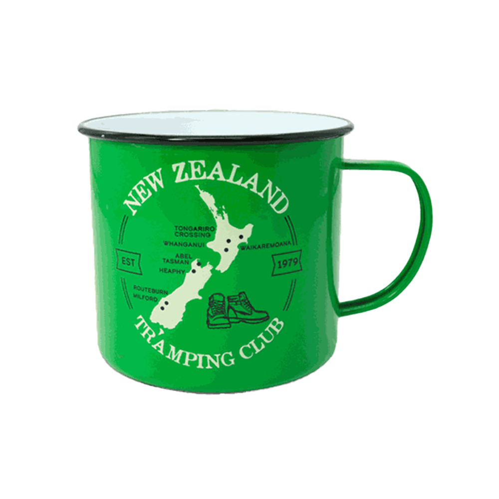 Moana Road Tramping Club Enamel Mug Green