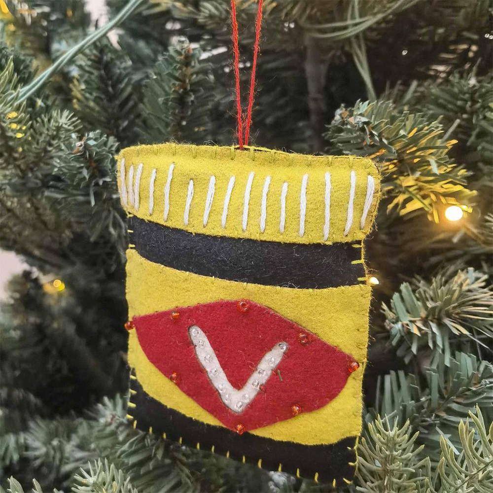 Fabric Stitched Christmas Decoration Vmite Jar