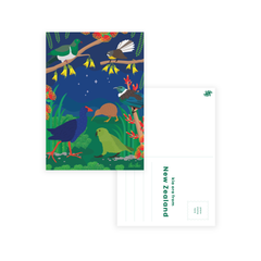 Iko Iko Postcard Kiwiana NZ Birds Night