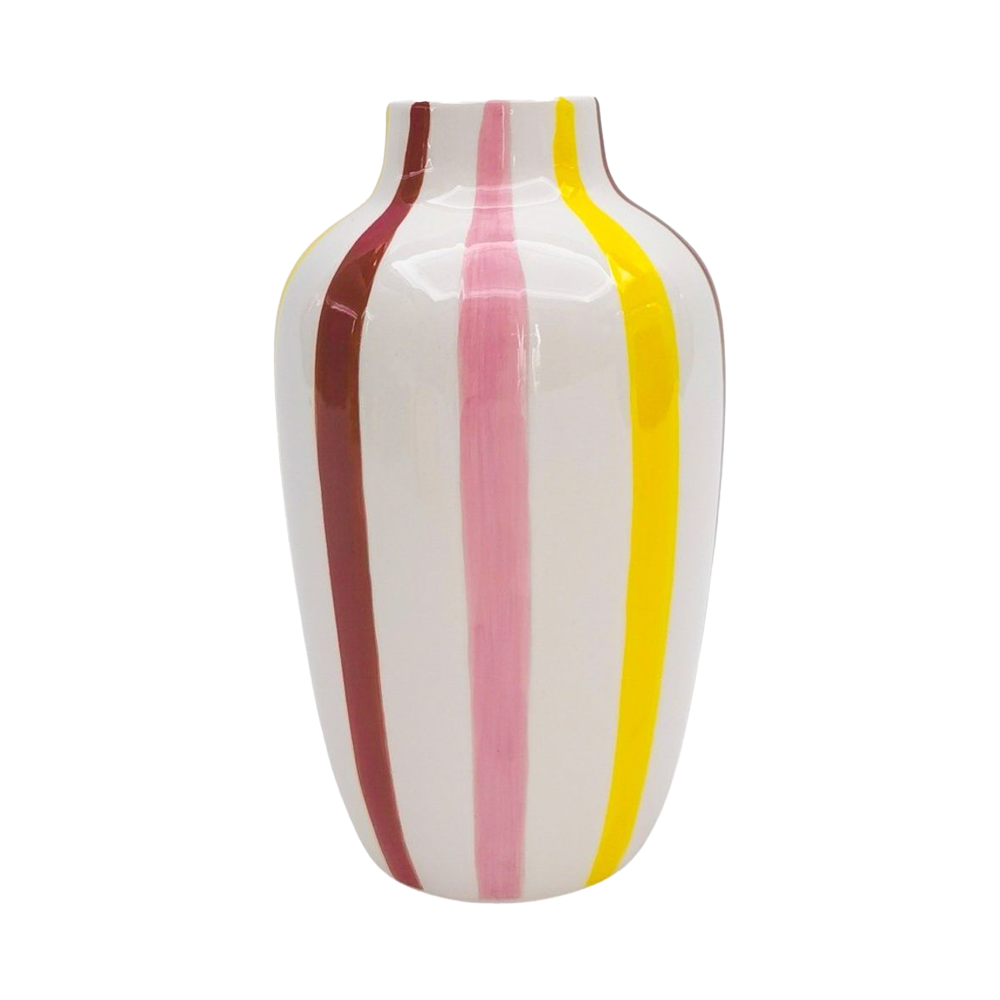 Ceramic Halycon Vase Pink Red Yellow Large