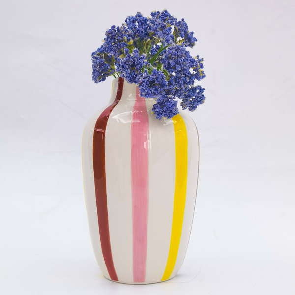 Ceramic Halycon Vase Pink Red Yellow Large