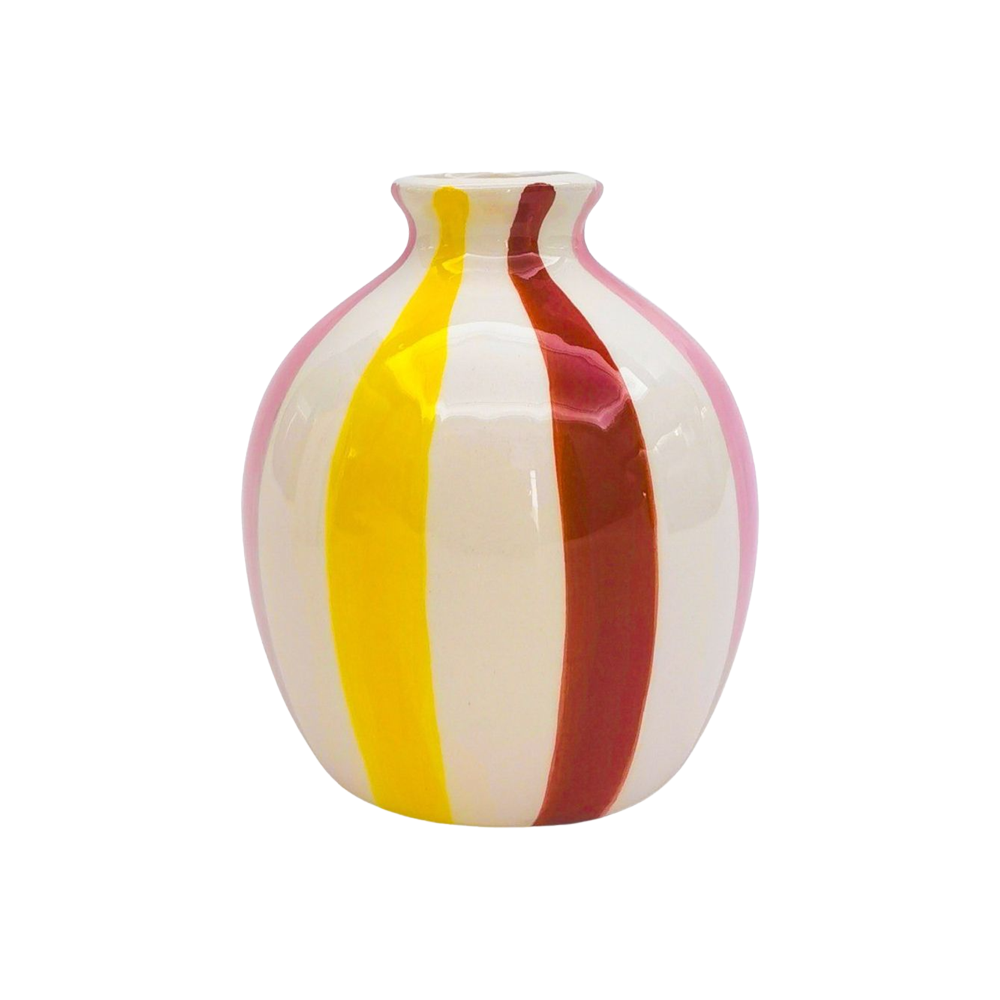 Ceramic Halycon Vase Pink Red Yellow Small