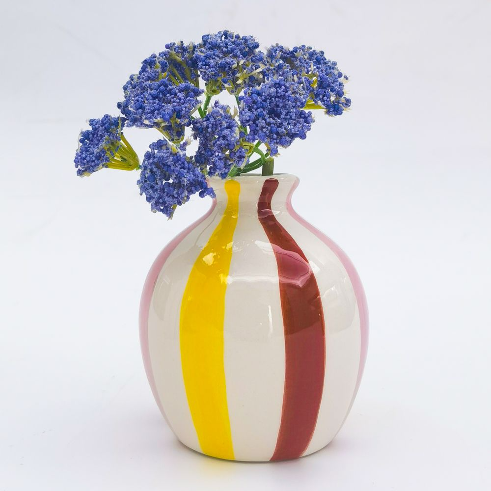 Ceramic Halycon Vase Pink Red Yellow Small