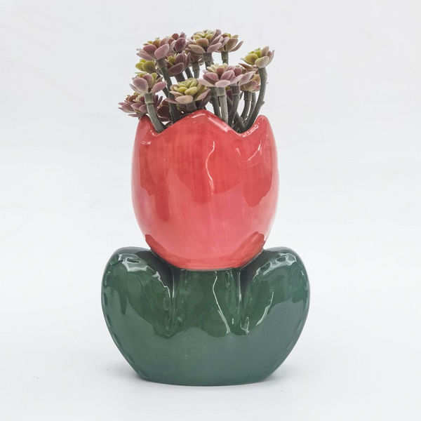 Ceramic Tulip Vase Red Small