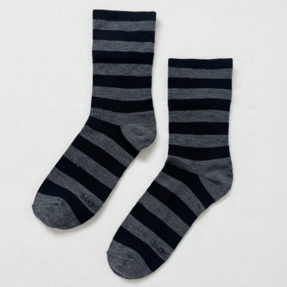 Le Bon Shoppe Socks Wide Charcoal Stripe
