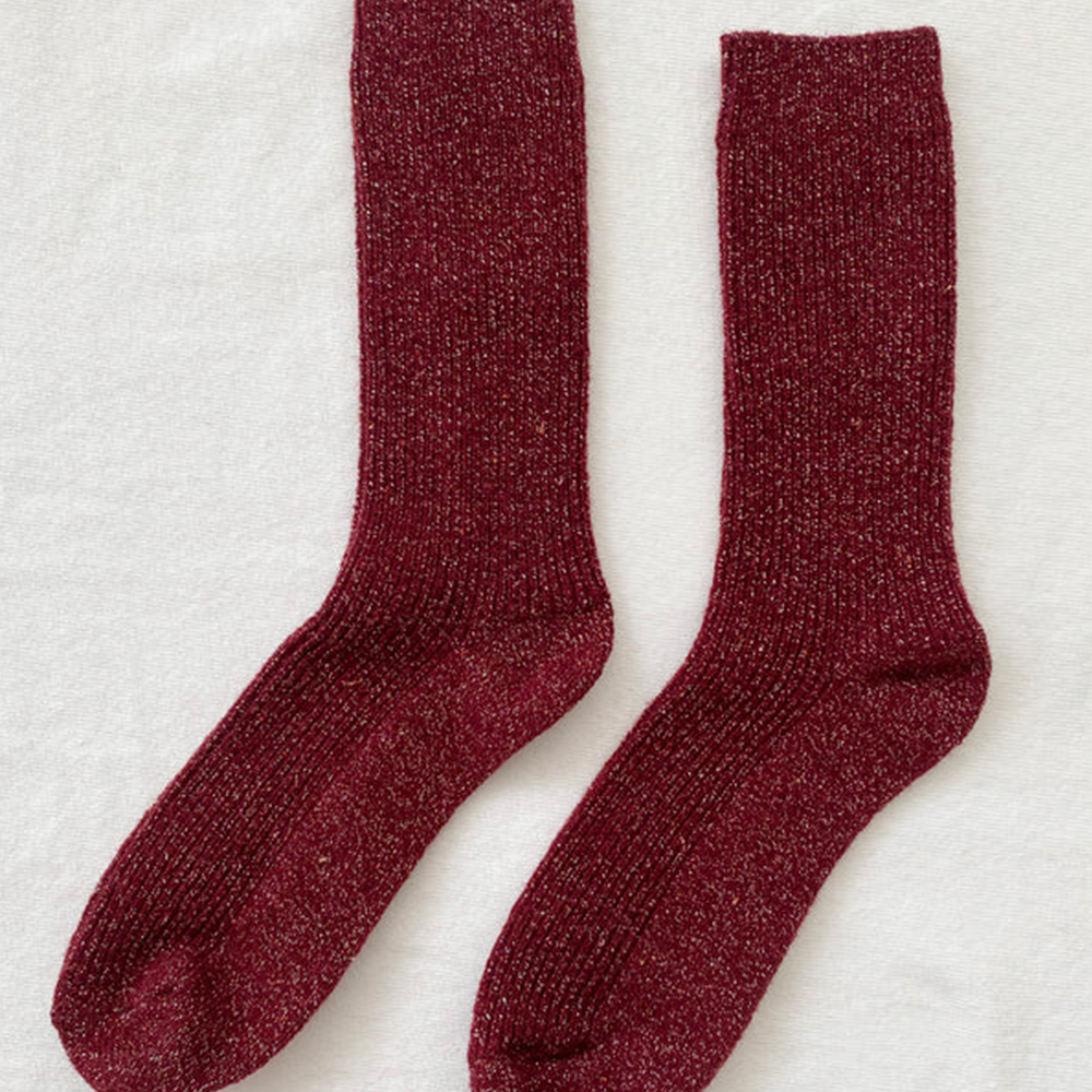 Le Bon Shoppe Winter Sparkle Socks Wine