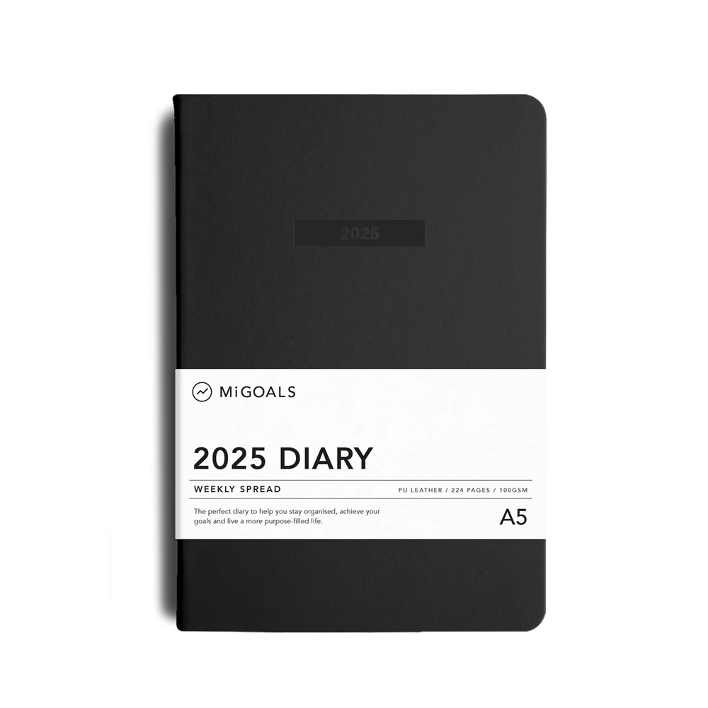 MiGoals 2025 Class Diary Weekly Spread A5 Soft Cover Black