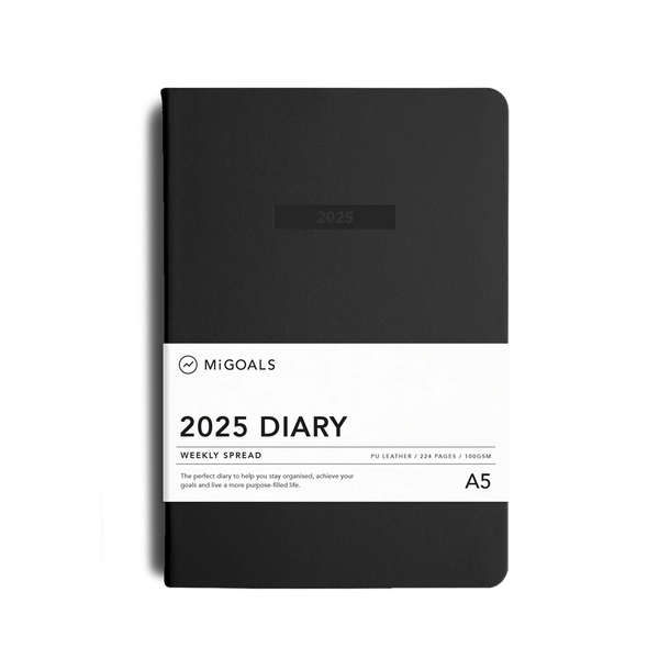 MiGoals 2025 Class Diary Weekly Spread A5 Soft Cover Black