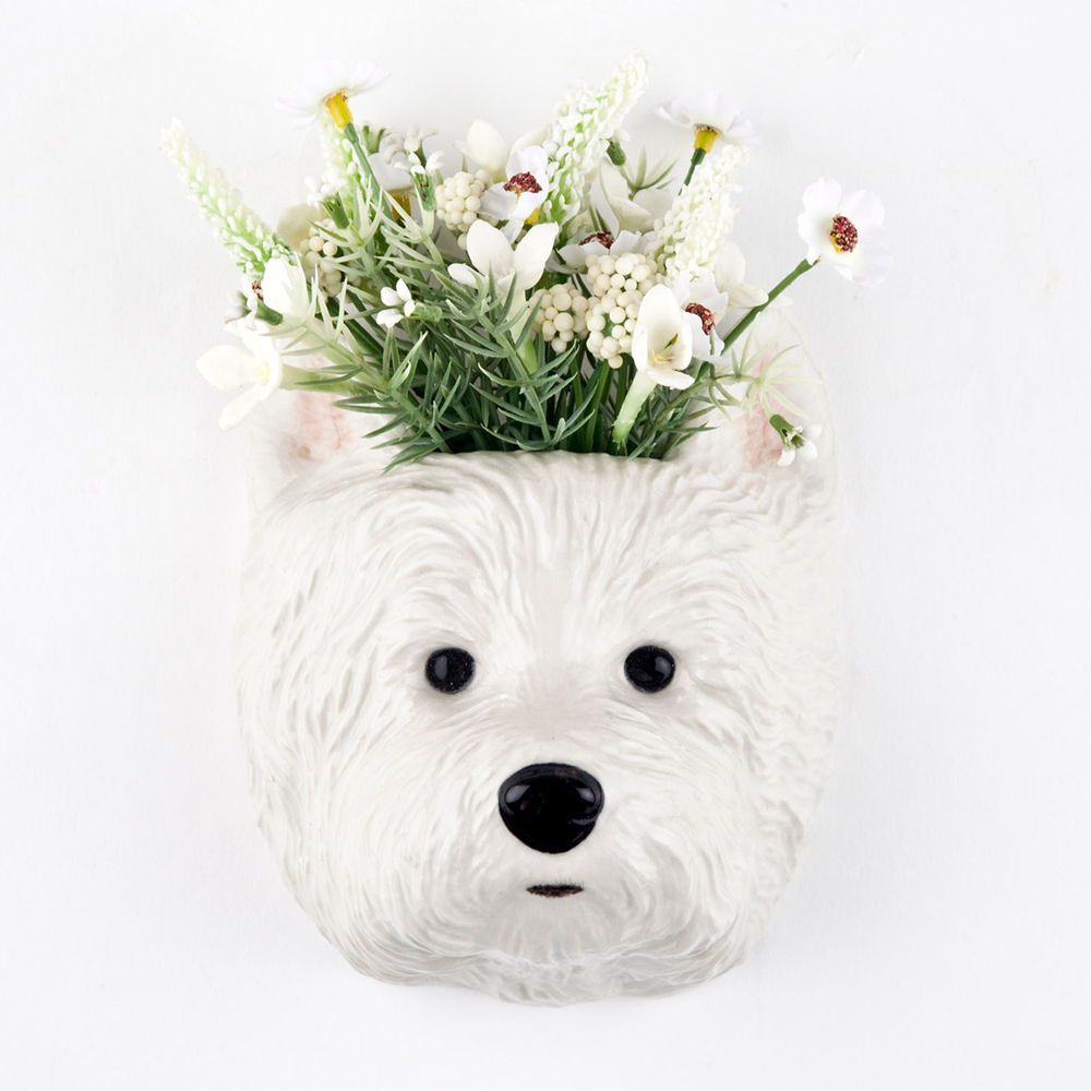 Quail Westie Wall Vase Small