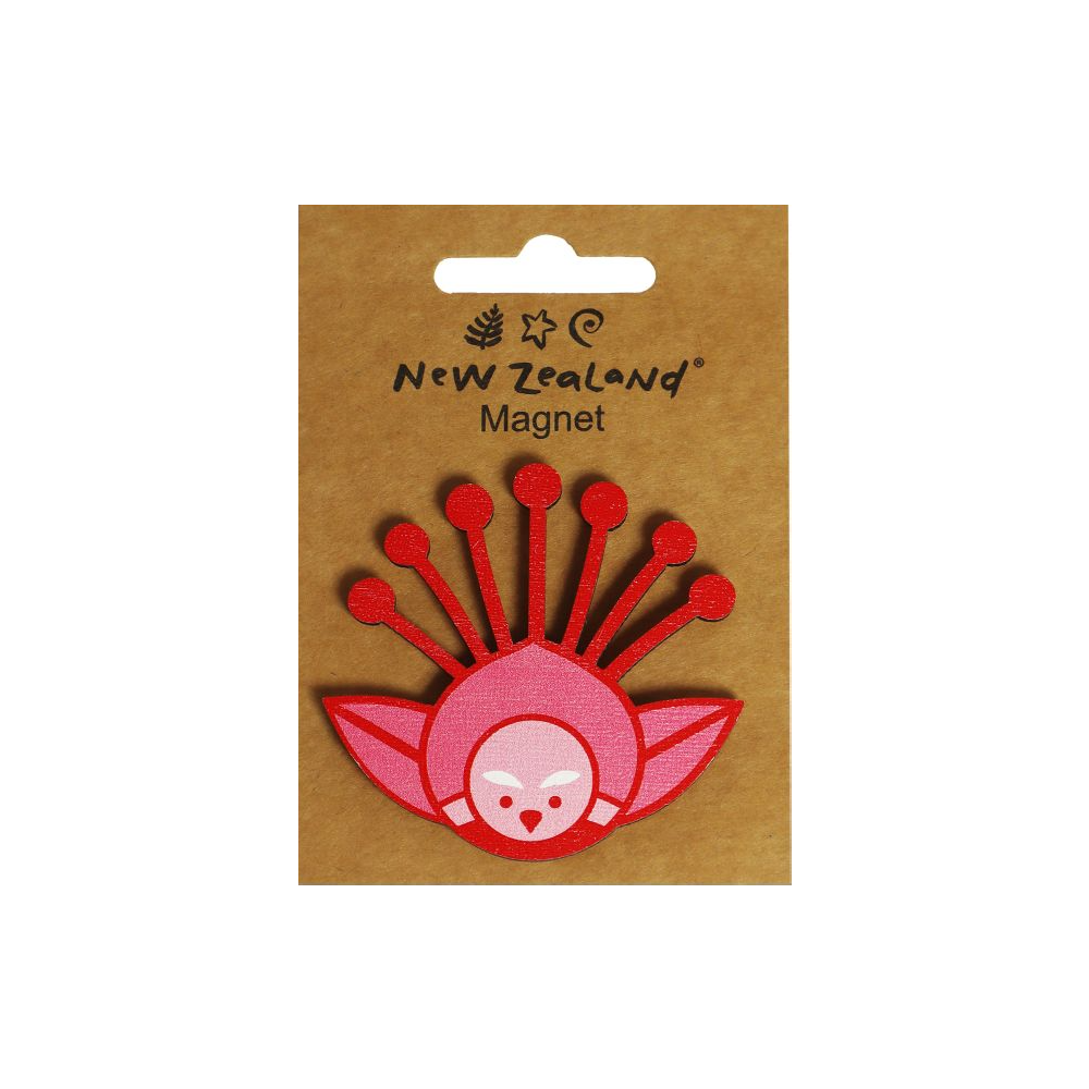 Wooden Cut Out Magnet  Pīwakawaka Pōhutukawa