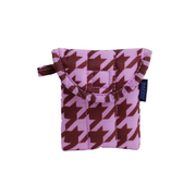 Puffy Earbuds Case Pink Houndstooth