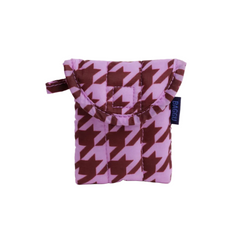 Puffy Earbuds Case Pink Houndstooth