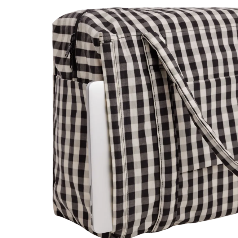 Baggu Cloud Carry-On Bag  Black and Cream Gingham