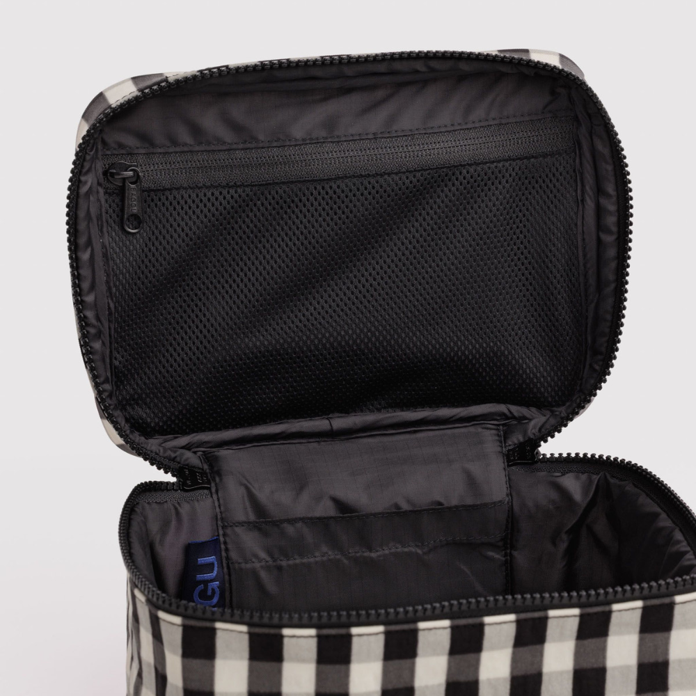 Baggu Large Cosmetic Case Black and Cream Gingham