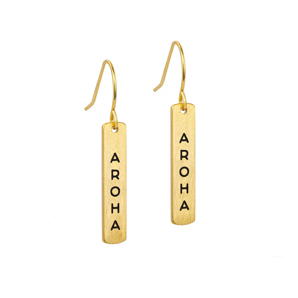 Little Taonga Earrings Te Reo Aroha Gold