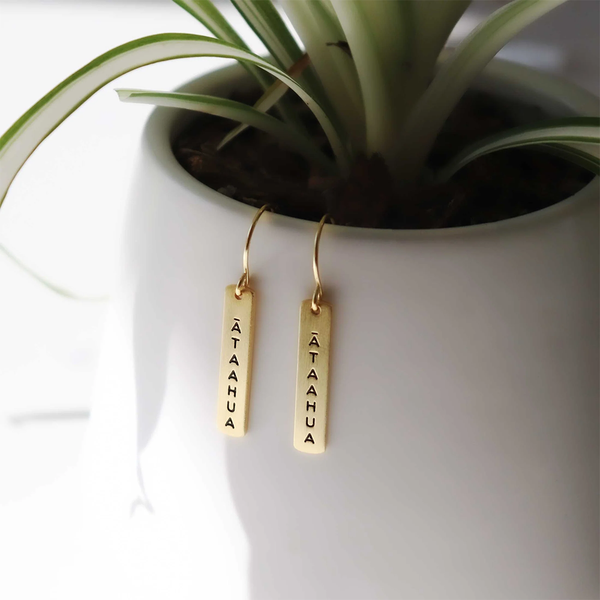 Little Taonga Earrings Te Reo Ātaahua Gold