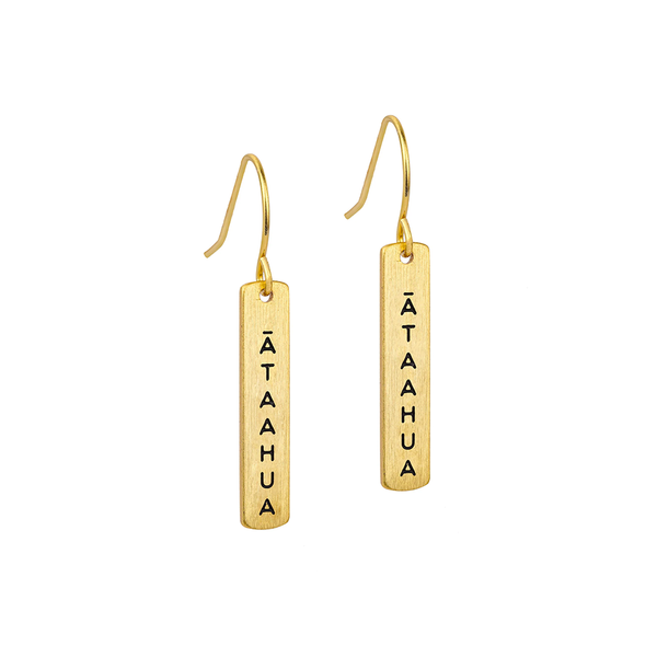 Little Taonga Earrings Te Reo Ātaahua Gold