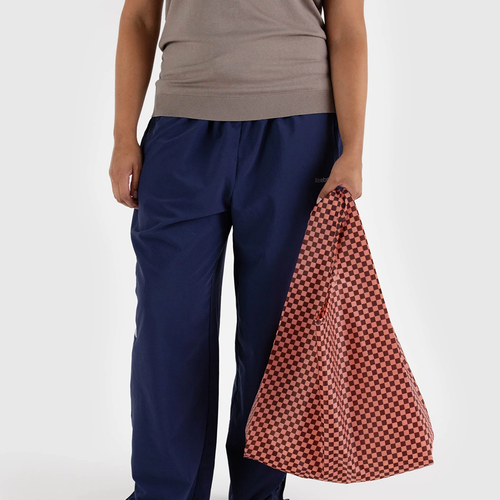 Baggu Standard Reusable Bag Pink Brown Check