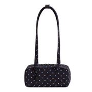 Baggu Small Nylon Bowler Bag Black and Sky Blue Micro Dot