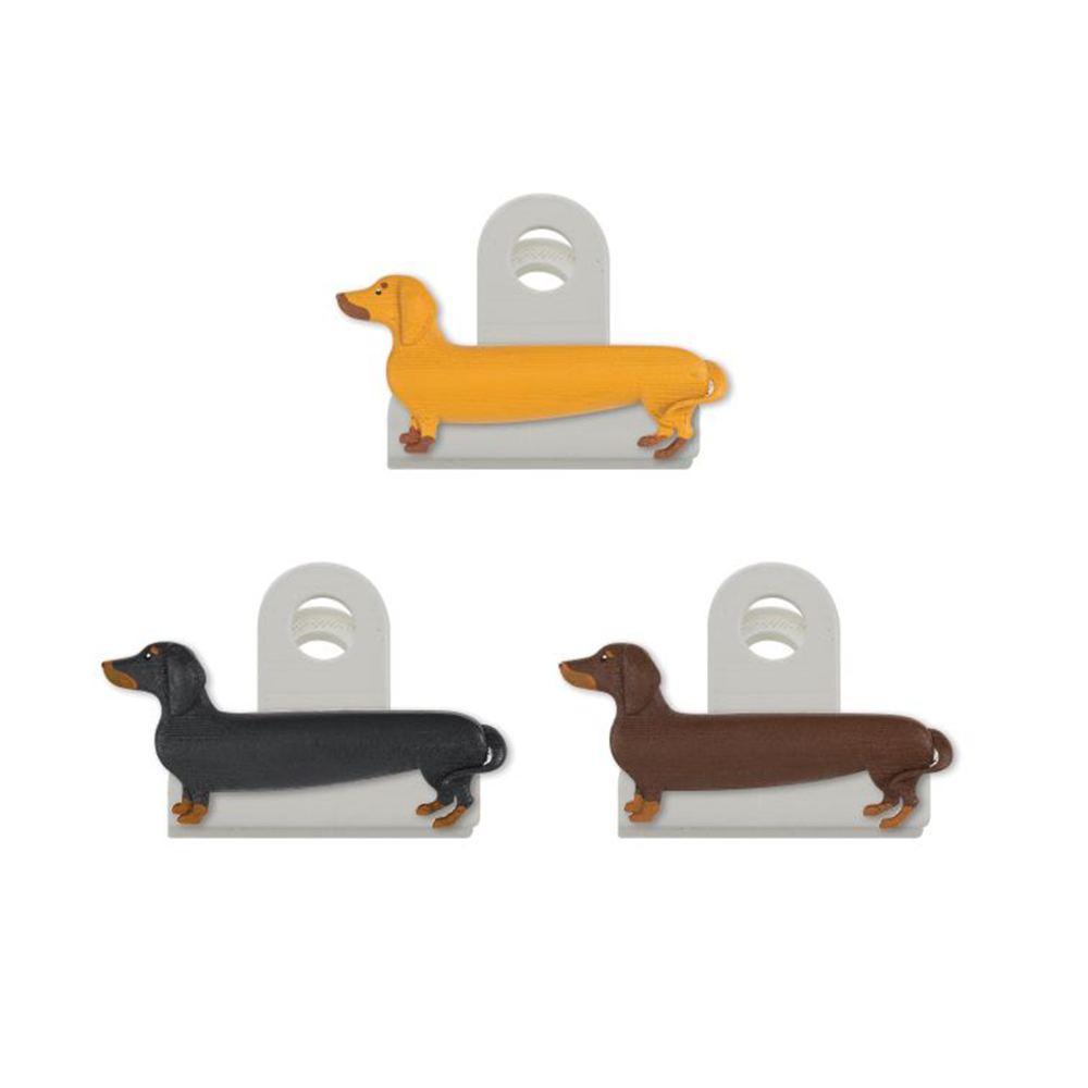Kikkerland Sausage Dog Bag Clips Set of 3