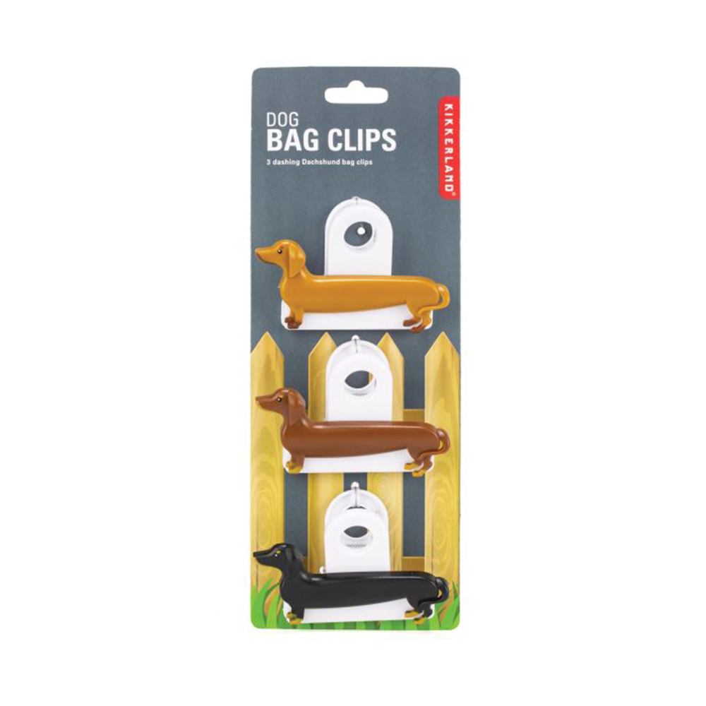 Kikkerland Sausage Dog Bag Clips Set of 3