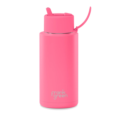 Frank Green Ceramic Reusable Bottle Flip Straw Lid 34oz Bubblegum Blast