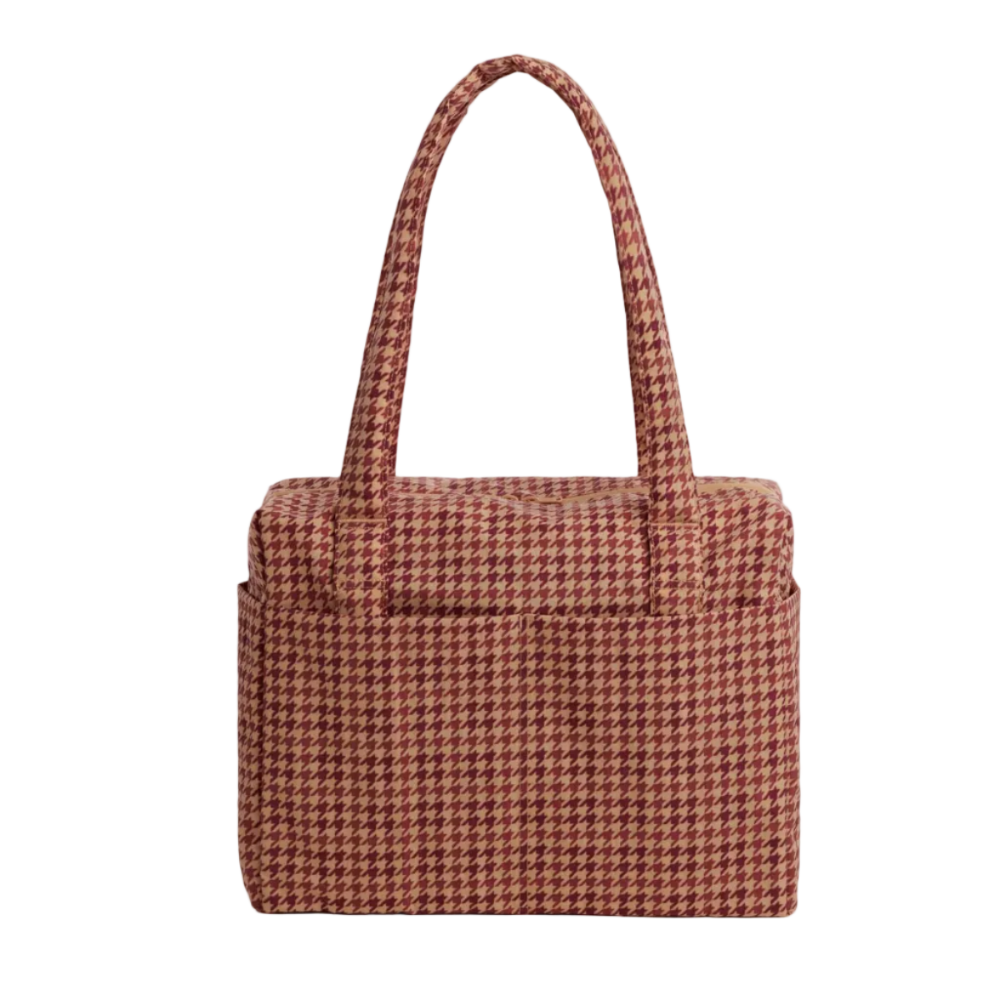 Baggu Small Cloud Carry-On Bag Tan Houndstooth