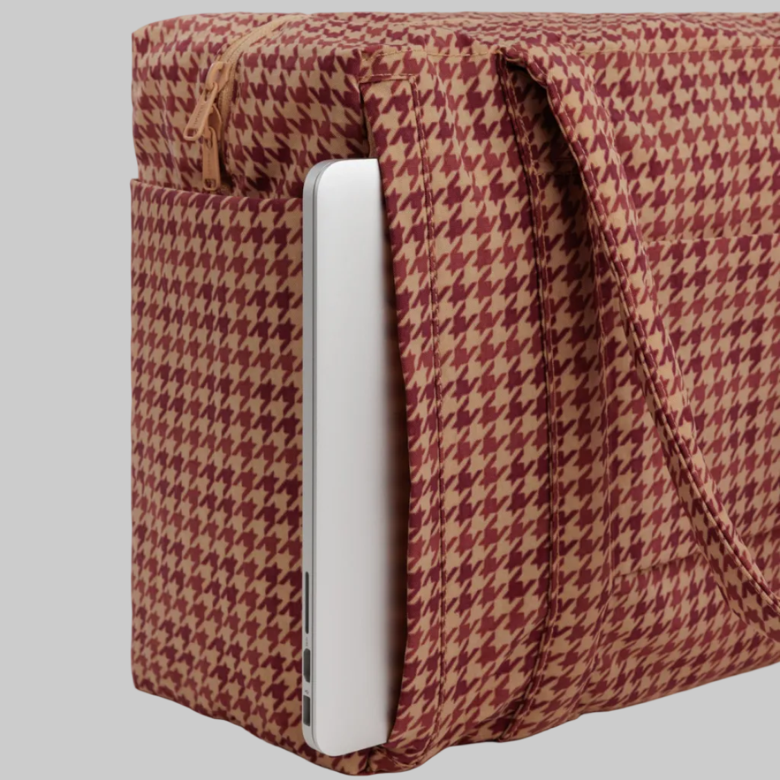 Baggu Small Cloud Carry-On Bag Tan Houndstooth