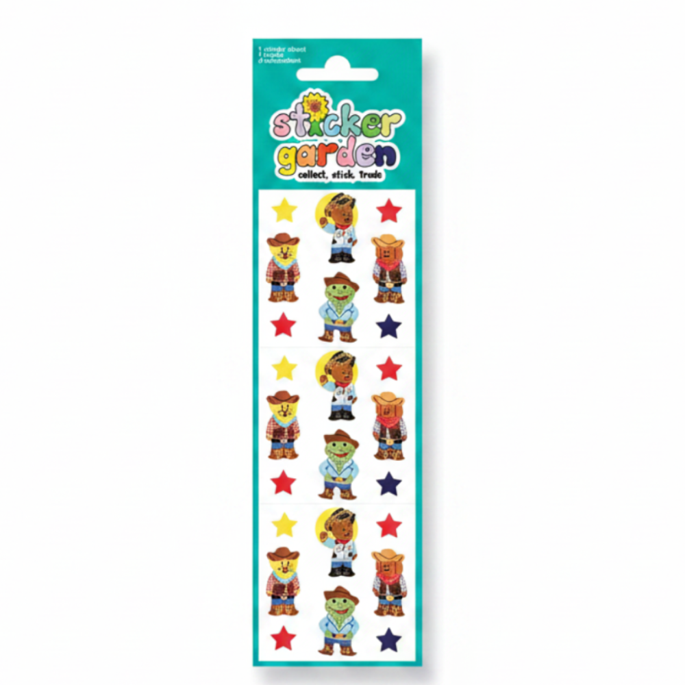 Sticker Garden Sheet Glossy Animals Cowboy Stickers Retro Inspired