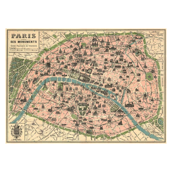 Cavallini Poster Paris Map