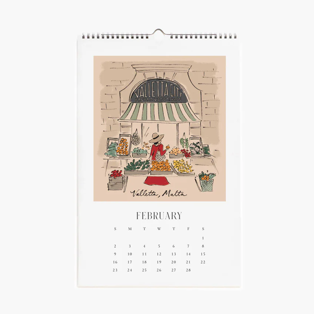 Rifle Paper Co 2025 Wall Calendar Travel Sketchbook