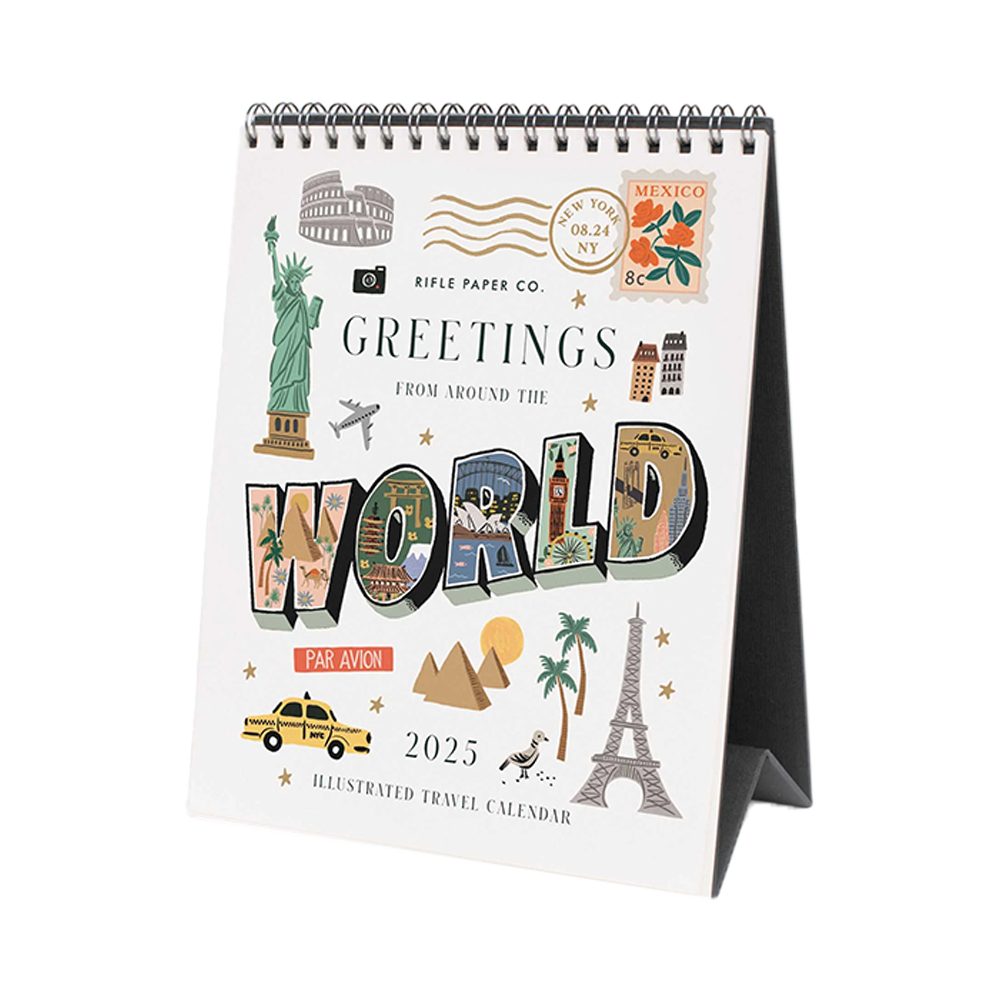 Rifle Paper Co 2025 Desk Calendar Greetings from Around The World