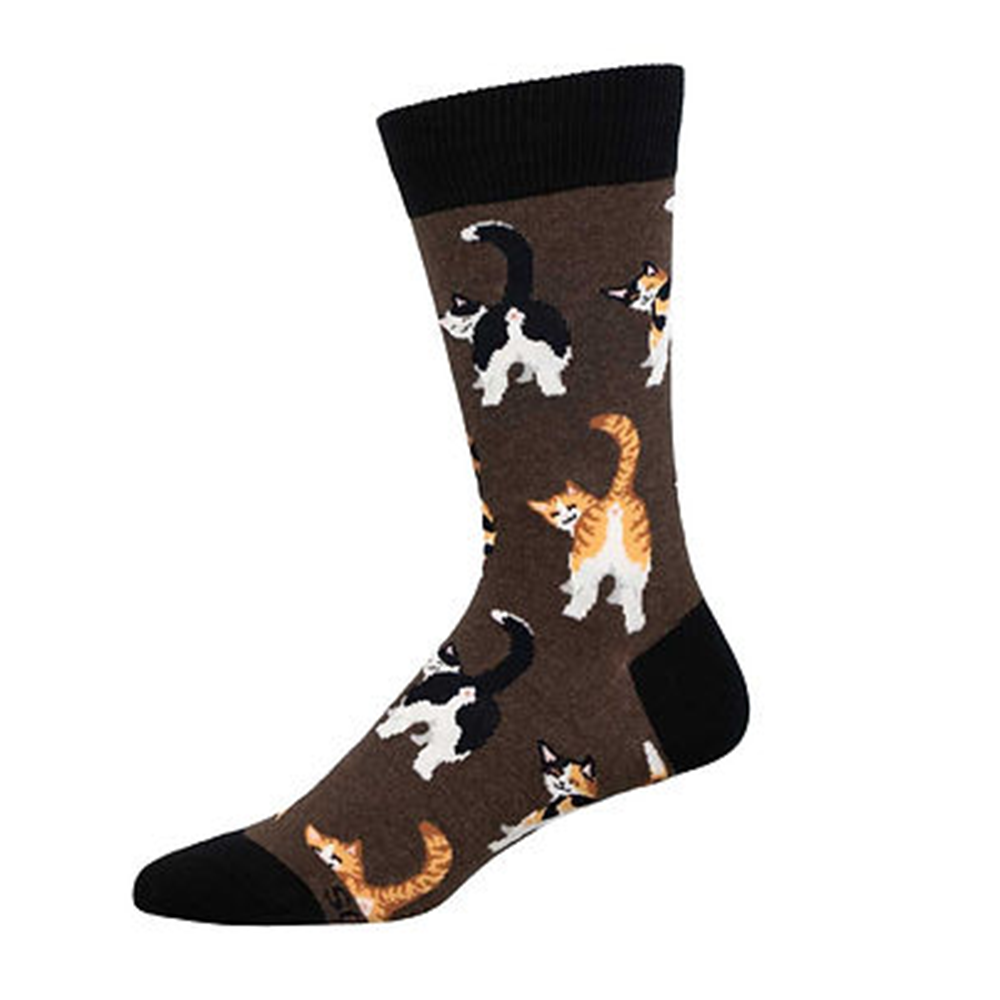 Socksmith Socks Mens Cat Butts Brown Heather