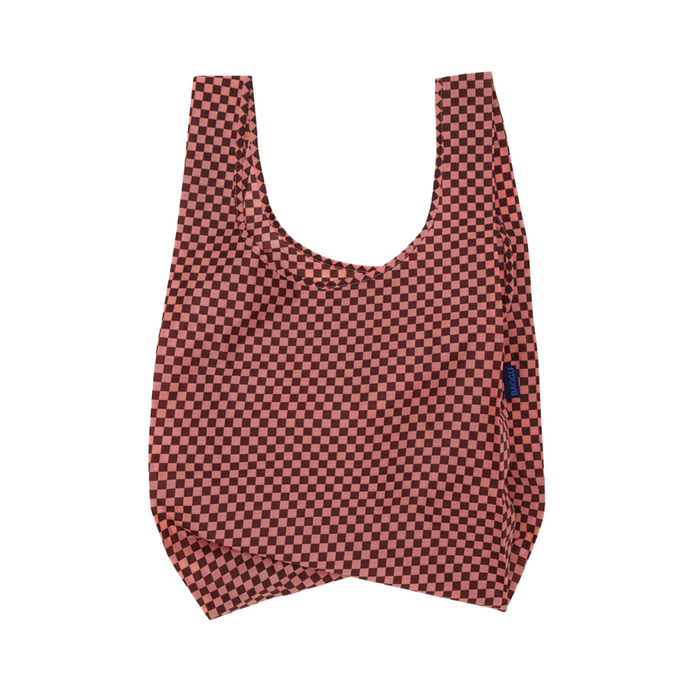 Baggu Standard Reusable Bag Pink Brown Check