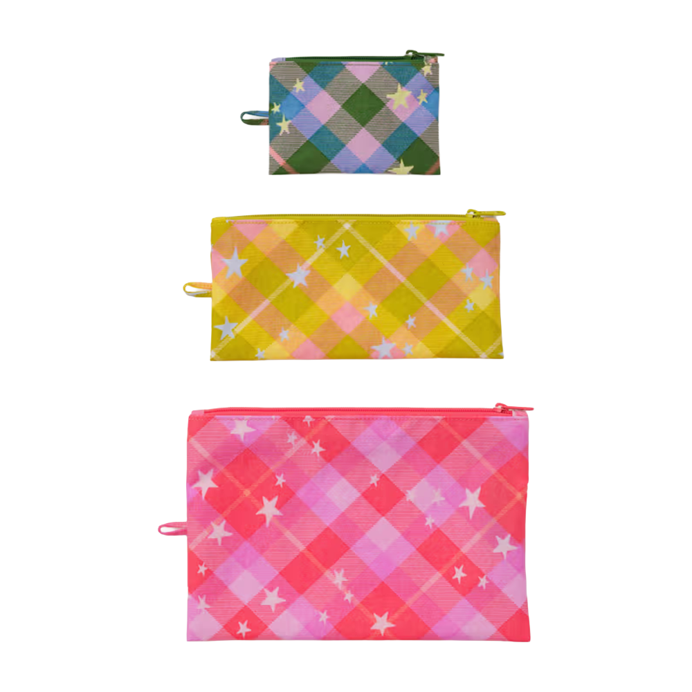 Baggu Flat Pouch Star Plaid