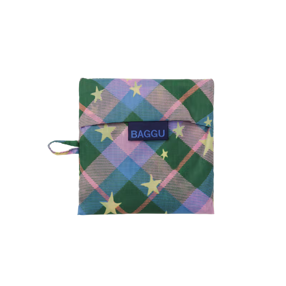 Baggu Standard Resuable Bag Green Star Plaid