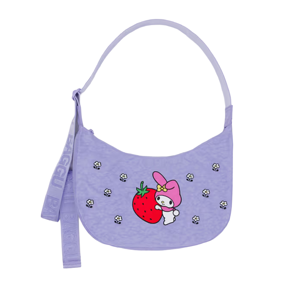 Baggu  x Hello Kitty Medium Nylon Crescent Bag Embroidered My Melody Strawberry