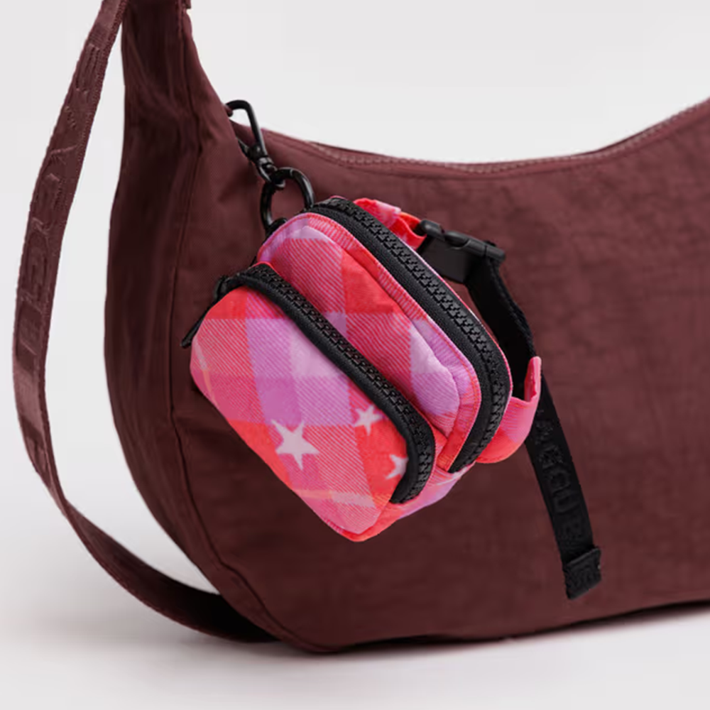Baggu Fanny Pack Charm Pink Star Plaid