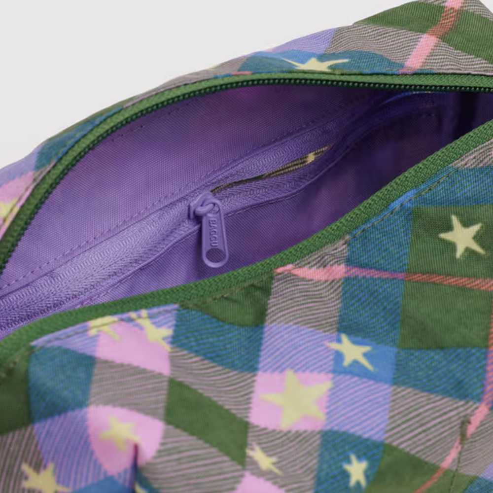 Baggu Dopp Kit Travel Bag Green Star Plaid