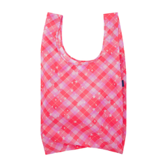 Baggu Big Reusable Bag Pink Star Plaid