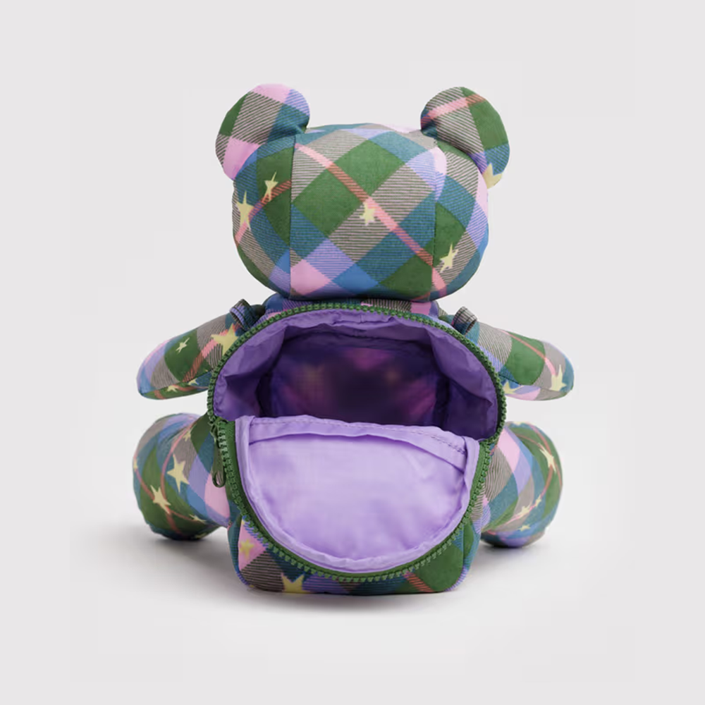 Baggu Bear Bag Green Star Plaid