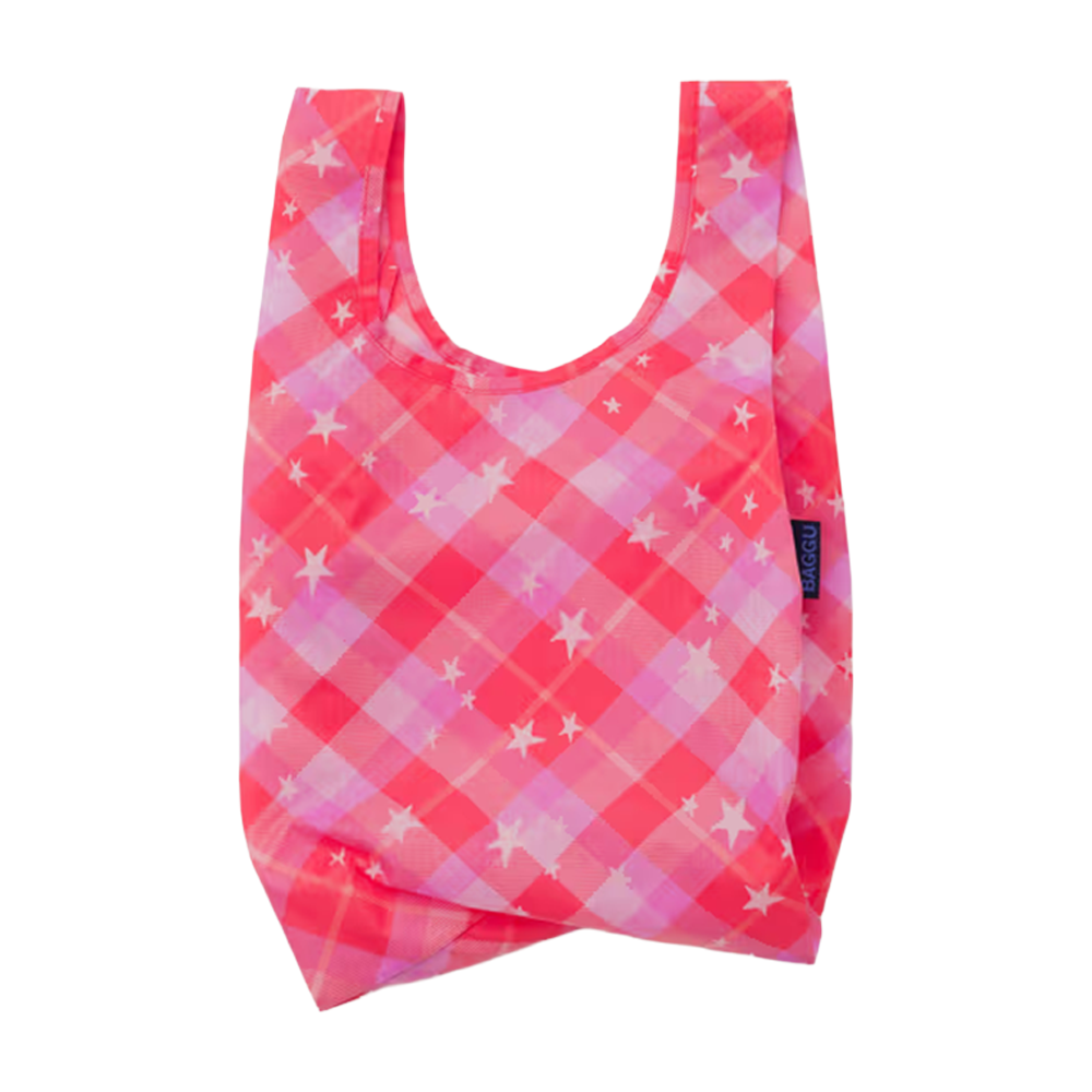 Baggu Baby Reusable Bag Pink Star Plaid
