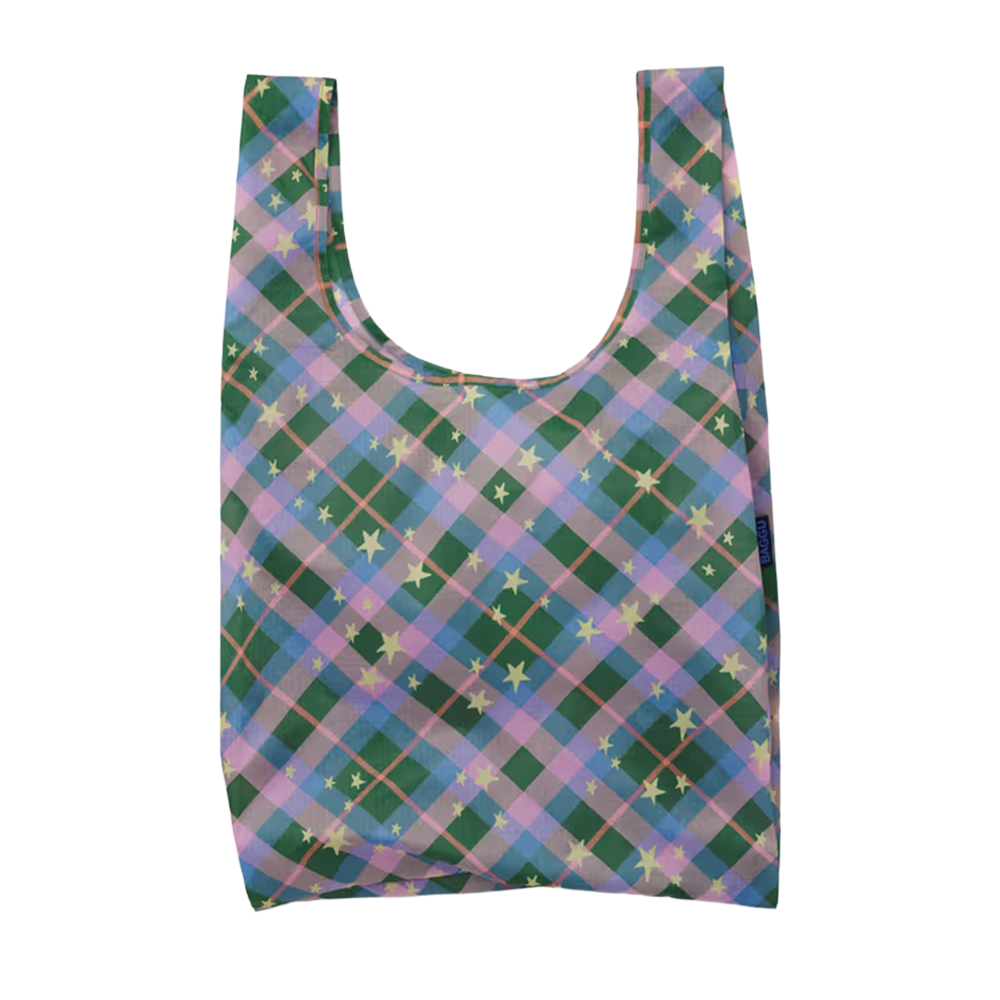 Baggu Standard Resuable Bag Green Star Plaid