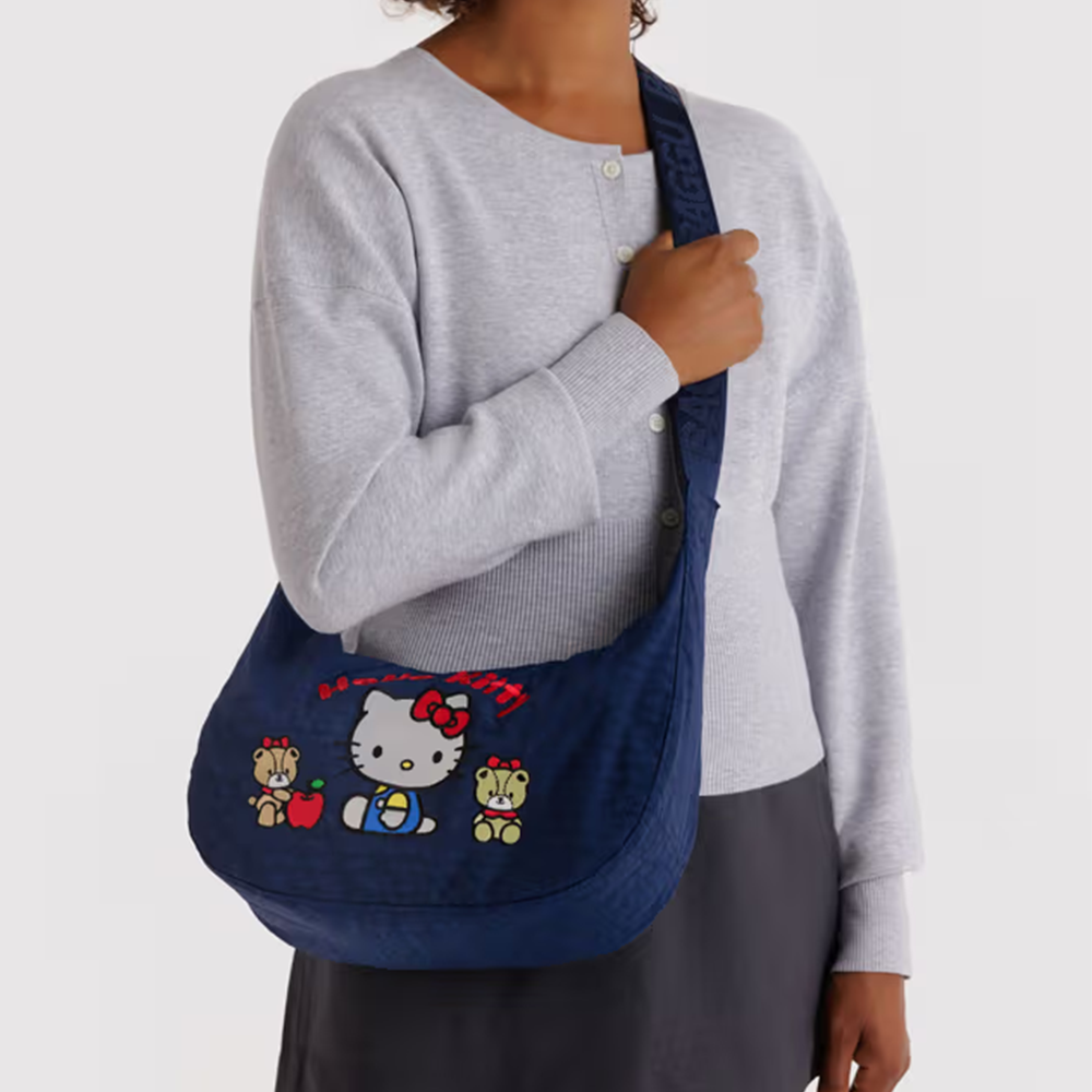 Baggu x Hello Kitty Medium Nylon Crescent Bag Embroidered Hello Kitty & Teddy