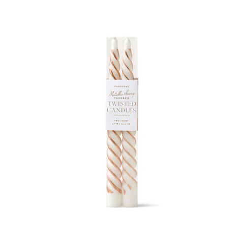 Paddywax Gold Metallic Ivory Twisted Candles Pack of 2