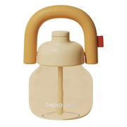 A translucent beige water bottle with a matching beige carrying handle and a small red accent tab, shown on a light gray background. The brand name 'CHAKO LAB' is printed on the front.
